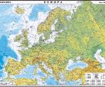 Europa. Harta fizica si a resuselor de subsol, 1400x100	